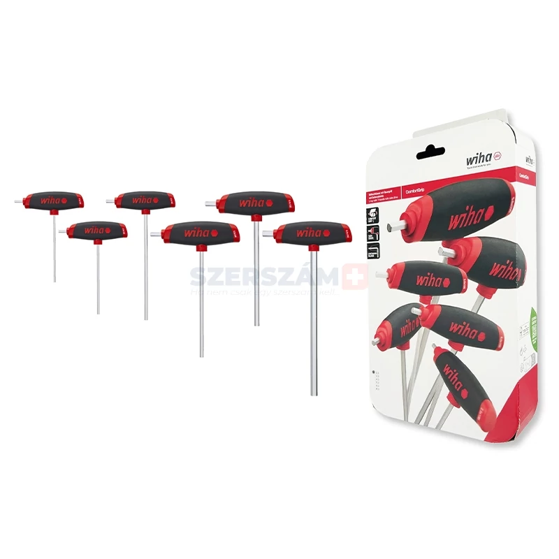WIHA ComfortGrip T-nyelű imbuszkulcs klt. 6r. SW2,5-8,0 334DSK6/No.45620