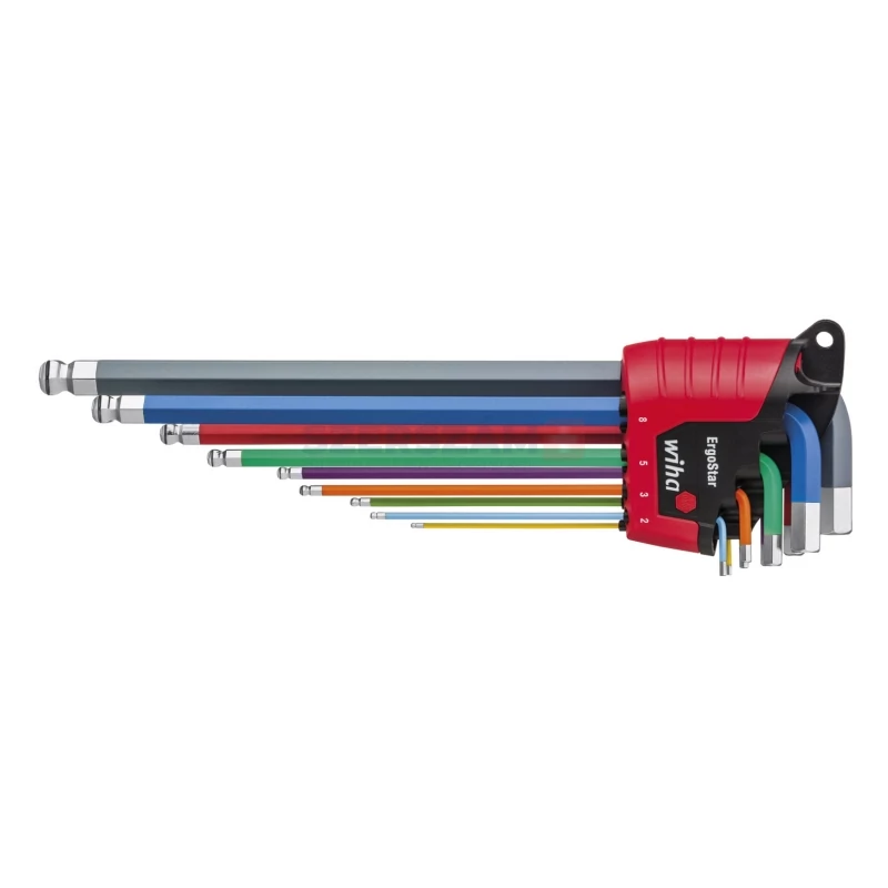 WIHA ErgoStar MagicRing gömbvégű imbuszkulcs készlet hosszú színes 9r. SW1,5-10 369RF/No.41979