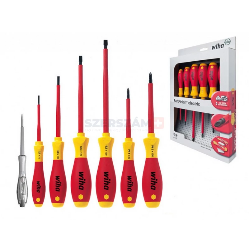 WIHA SoftFinish electric VDE csavarhúzó készlet 6+1r. SL+PH+fázisceruza 320N K7/No.00834