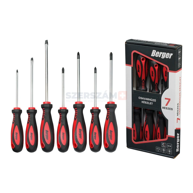 BERGER csavarhúzó készlet 7r. SL+PH+PZ mágneses CrV