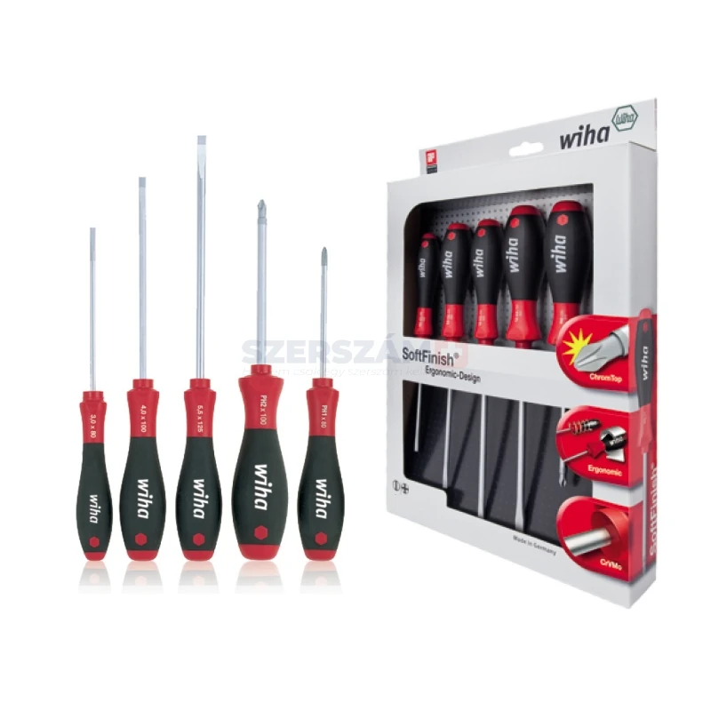 WIHA SoftFinish csavarhúzó készlet 5r. SL+PH SA302SFHK5/No.41488