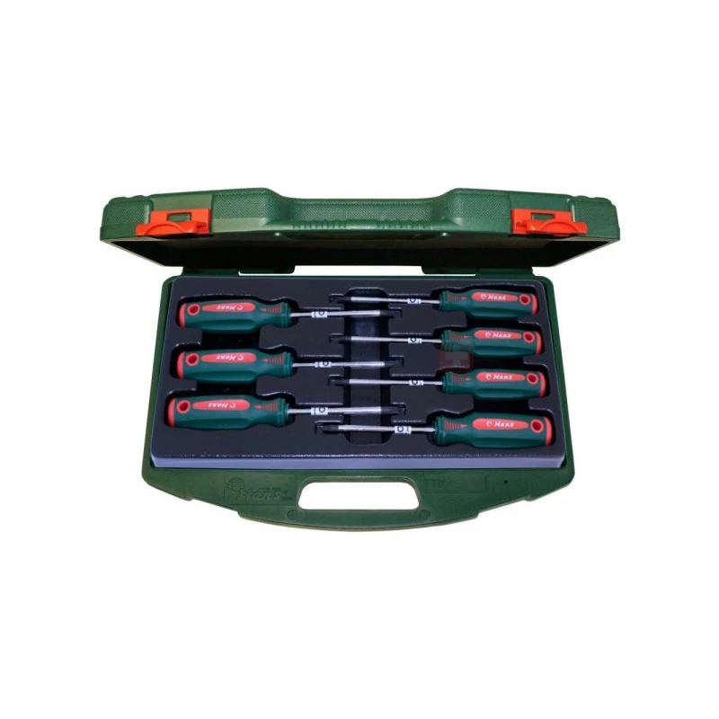 HANS furatos TORX csavarhúzó készlet 7r. TH10-TH40 CrV TTK-18 kofferben