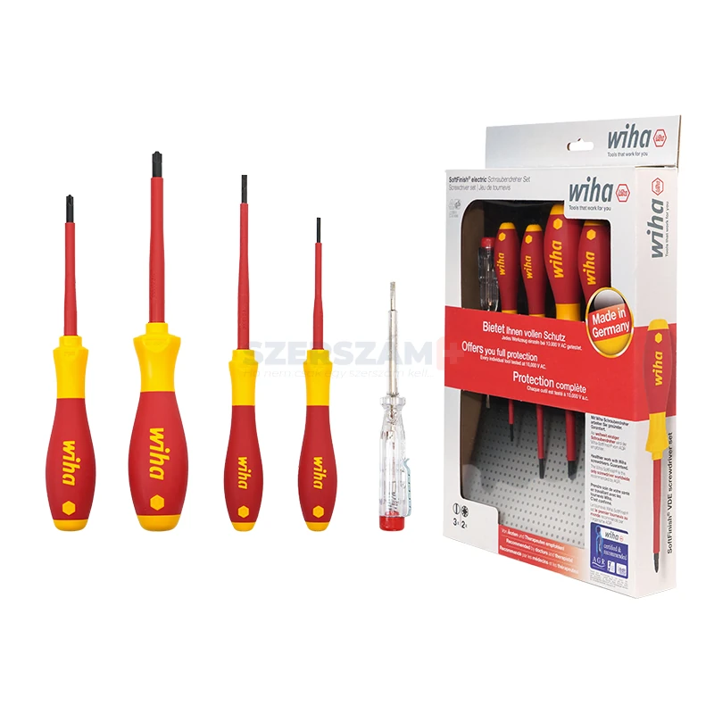 WIHA SoftFinish electric Best of VDE csavarhúzó készlet 5r. SL+SL/PZ+fázisceruza SA320NK5/No47173
