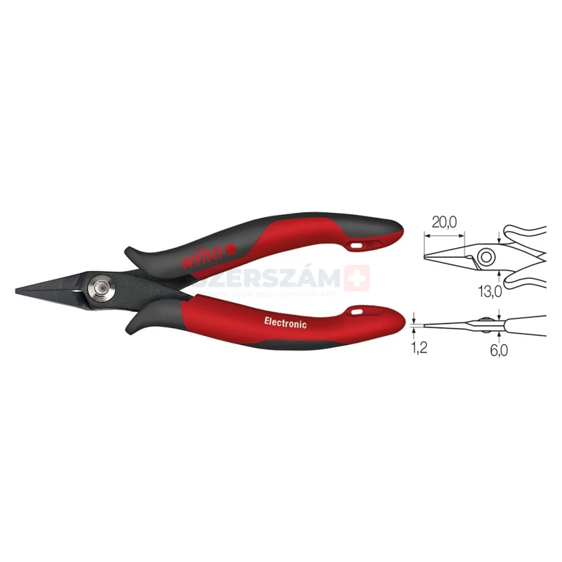 WIHA Electronic műszerész hegyes csőrű lapos fogó 135 Z36003/No.26801