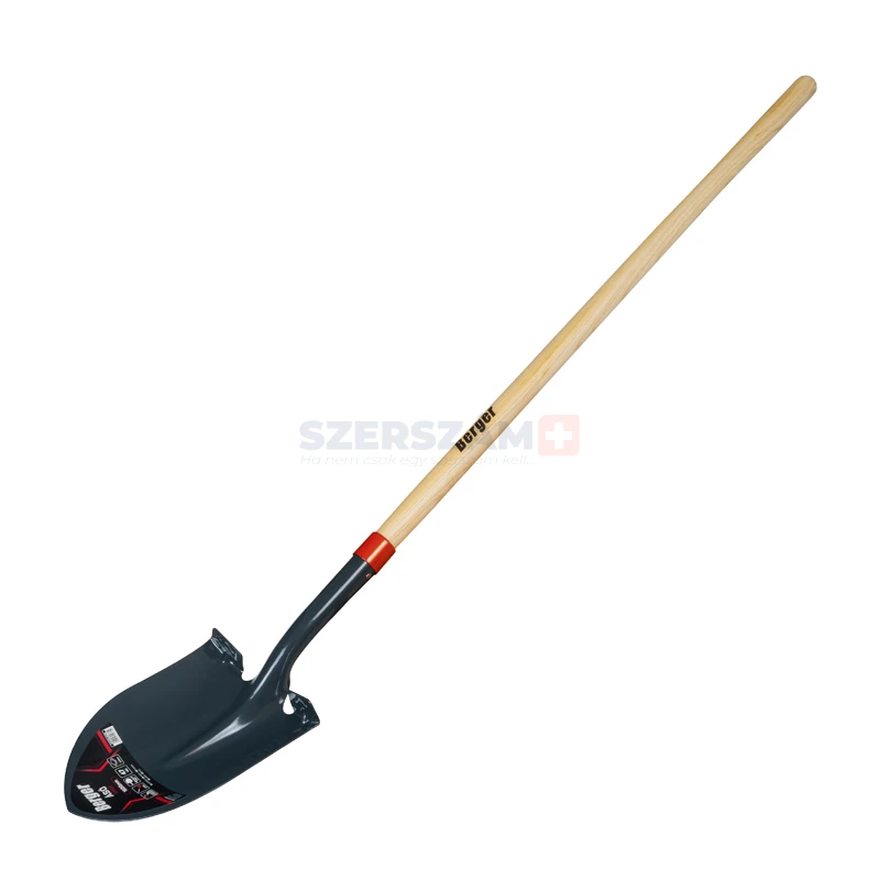 BERGER kerek ásó hosszú keményfa nyéllel 2,28kg 1500mm