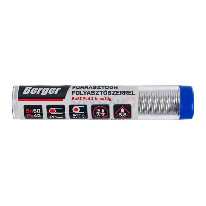 BERGER forrasztóón folyasztószerrel Sn60Pb40 1mm/10g tubusban+SB