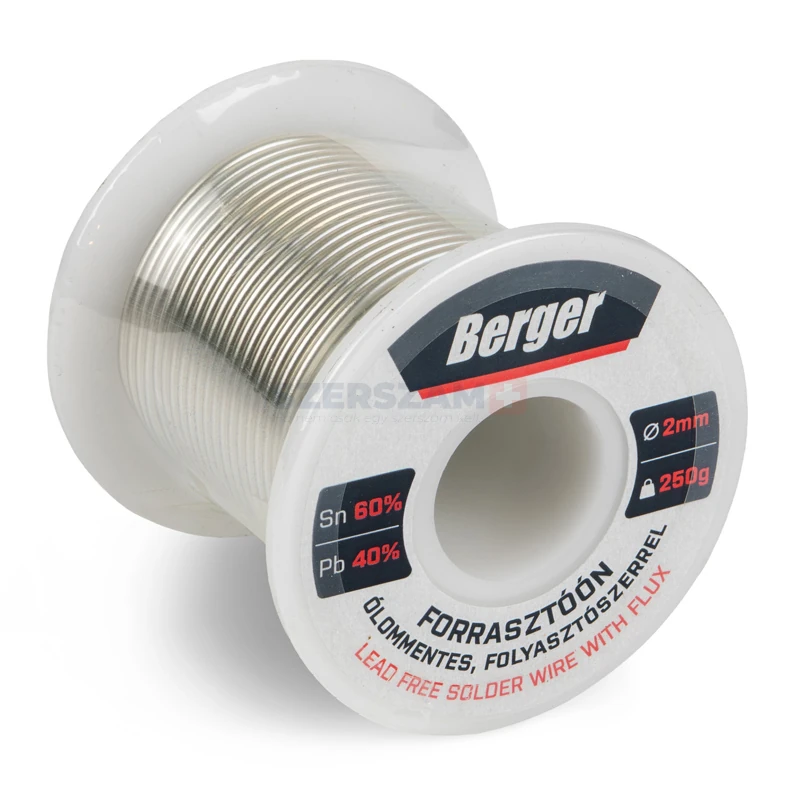 BERGER forrasztóón folyasztószerrel Sn60Pb40 2mm/250g dobon