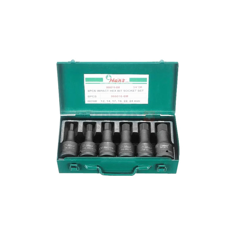HANS 3/4" gépi imbusz dugókulcsfej készlet 6r. SW12-SW24 CrMo 866016-6M