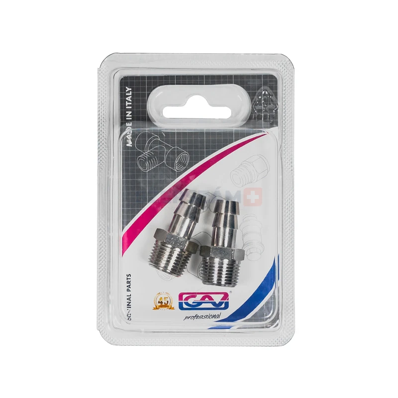 GAV tömlővéges csatlakozó, külső menetes d10mm-3/8” 1233/6 bliszter (2db)