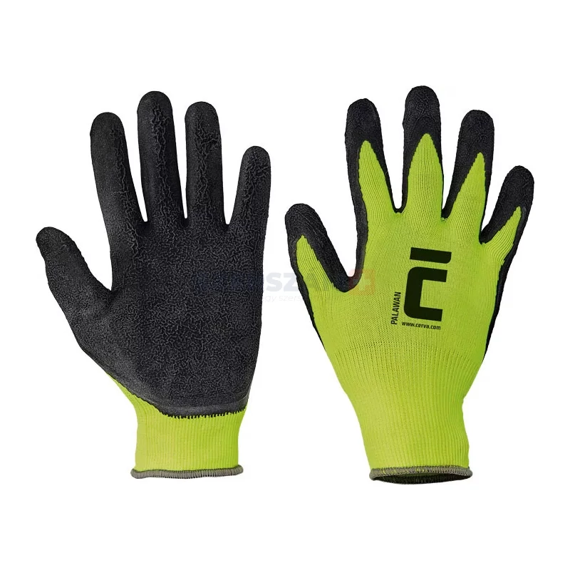 PALAWAN nylon latex mártott munkavédelmi kesztyű fekete/sárga 10-es No.0108002999100