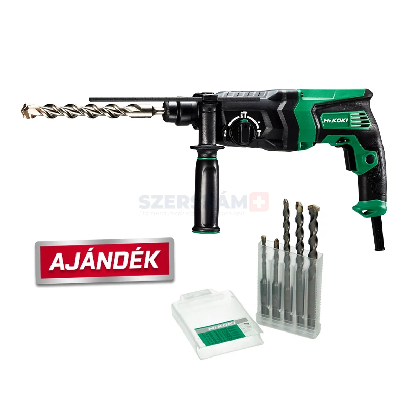 HIKOKI DH26PC2 SDS-Plus fúrókalapács 830W 2,9J +Ajándék SDS-Plus fúrószár szett
