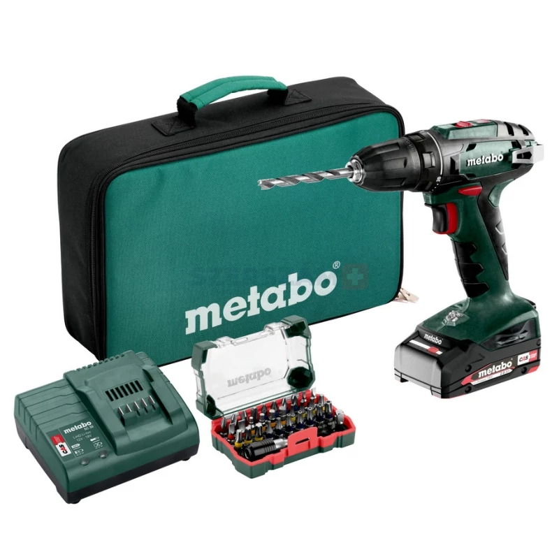METABO BS 18 SET akkus fúró-csavarozó +32r. bitkészlet 1x2,0Ah szerszámtáska 602207580