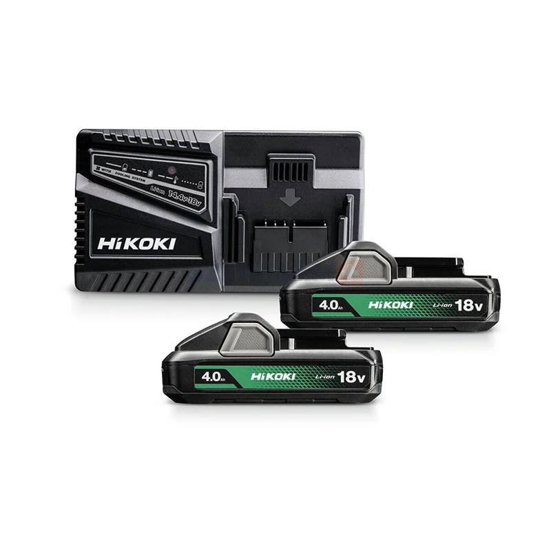 HIKOKI UC18YFSLWEZ akkumulátor töltő + 2db. 18V 4Ah akku egység