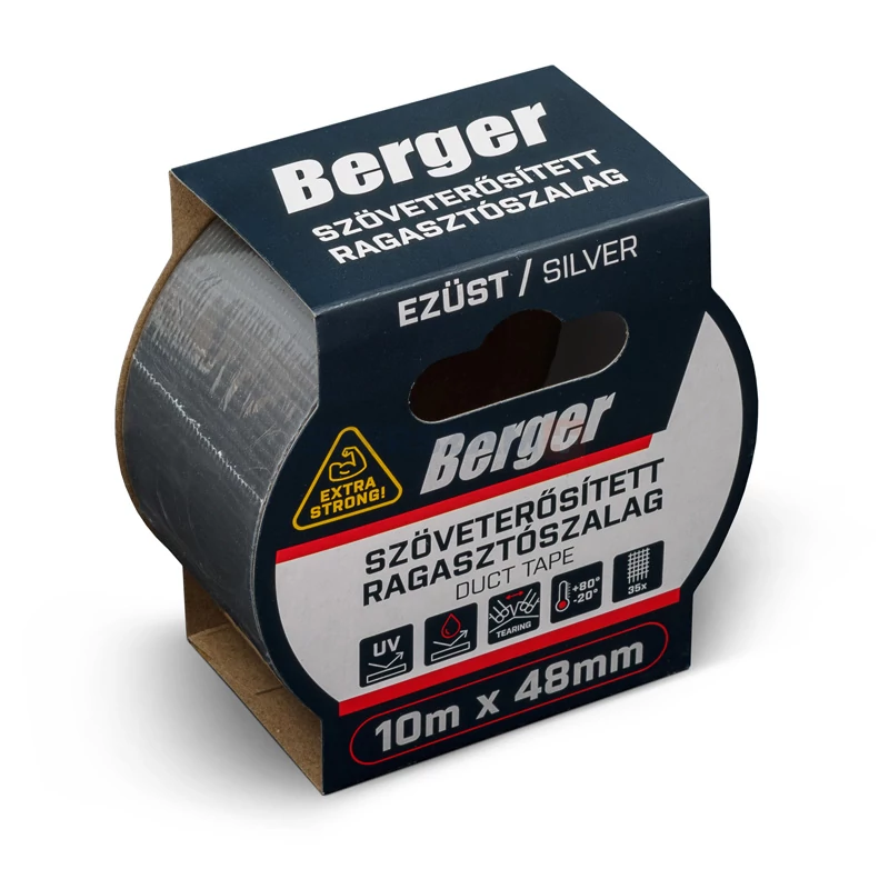 BERGER szöveterősített ragasztószalag 10mx48mm/0,17mm ezüst