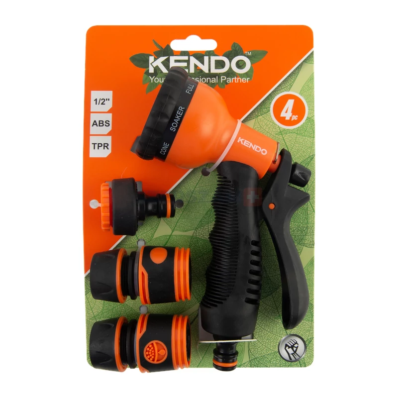 KENDO 8 funkciós locsolópisztoly + csatlakozó készlet 4r. TPR-SOFT No.60683